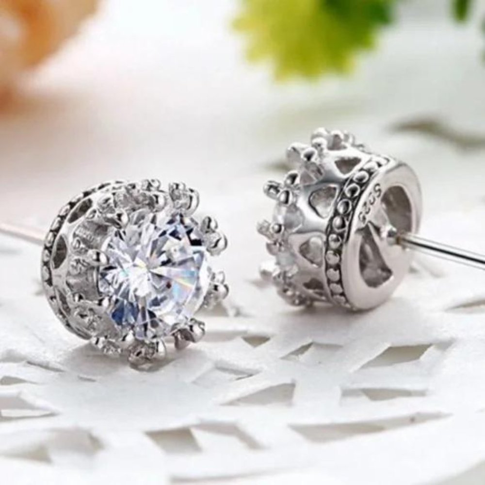 STUD 925 STERLING SILVER DIAMOND EARRINGS, NICE EARRINGS, CUTE EARRINGS